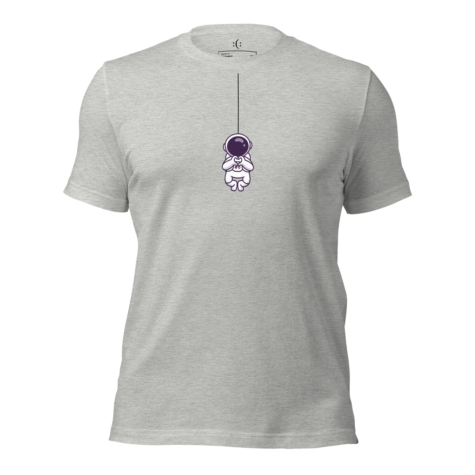 a athletic heather premium t-shirt with sarcastic , astro heart cartoon and smile on it