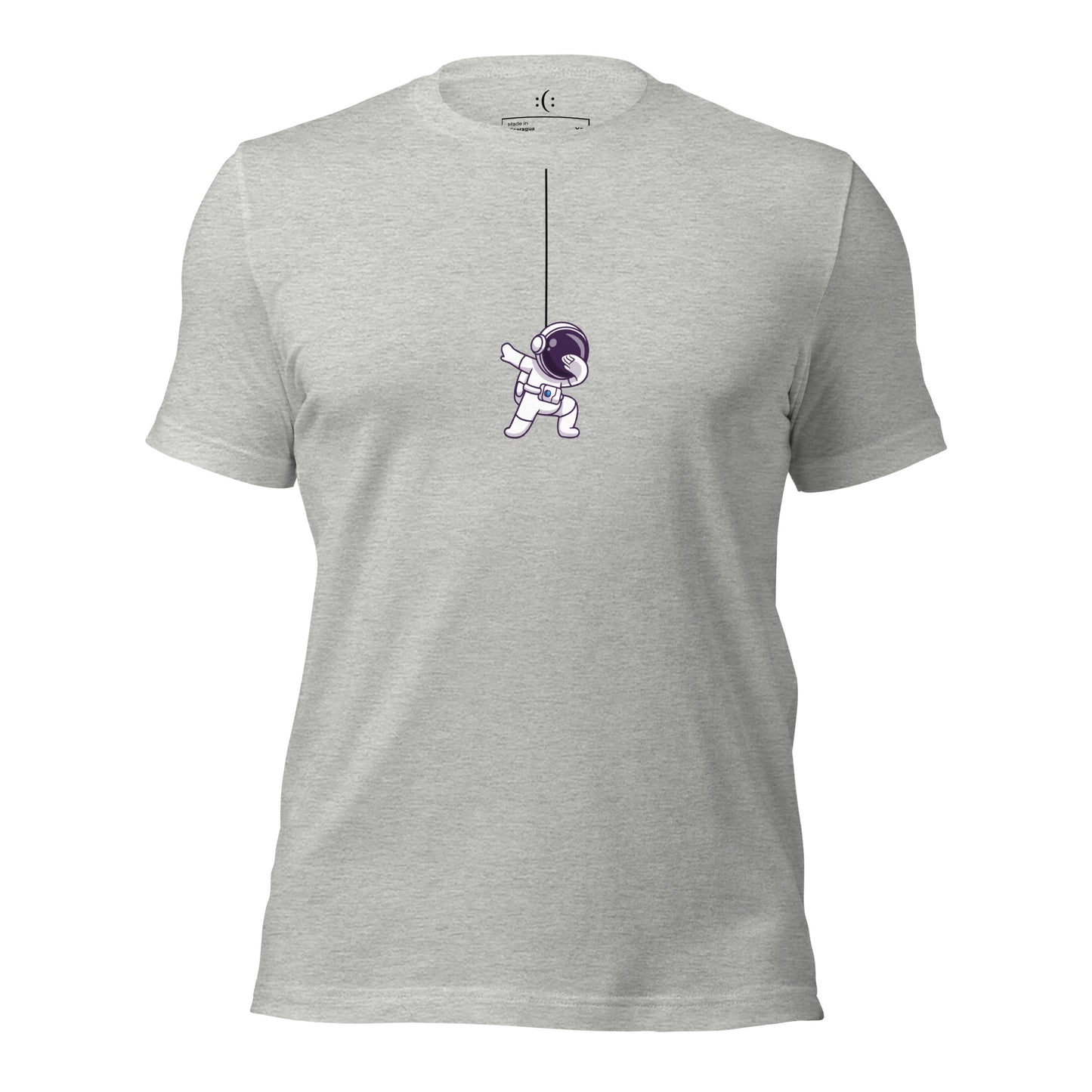 a athletic leather premium t-shirt with sarcastic , astro dab cartoon and smile on it