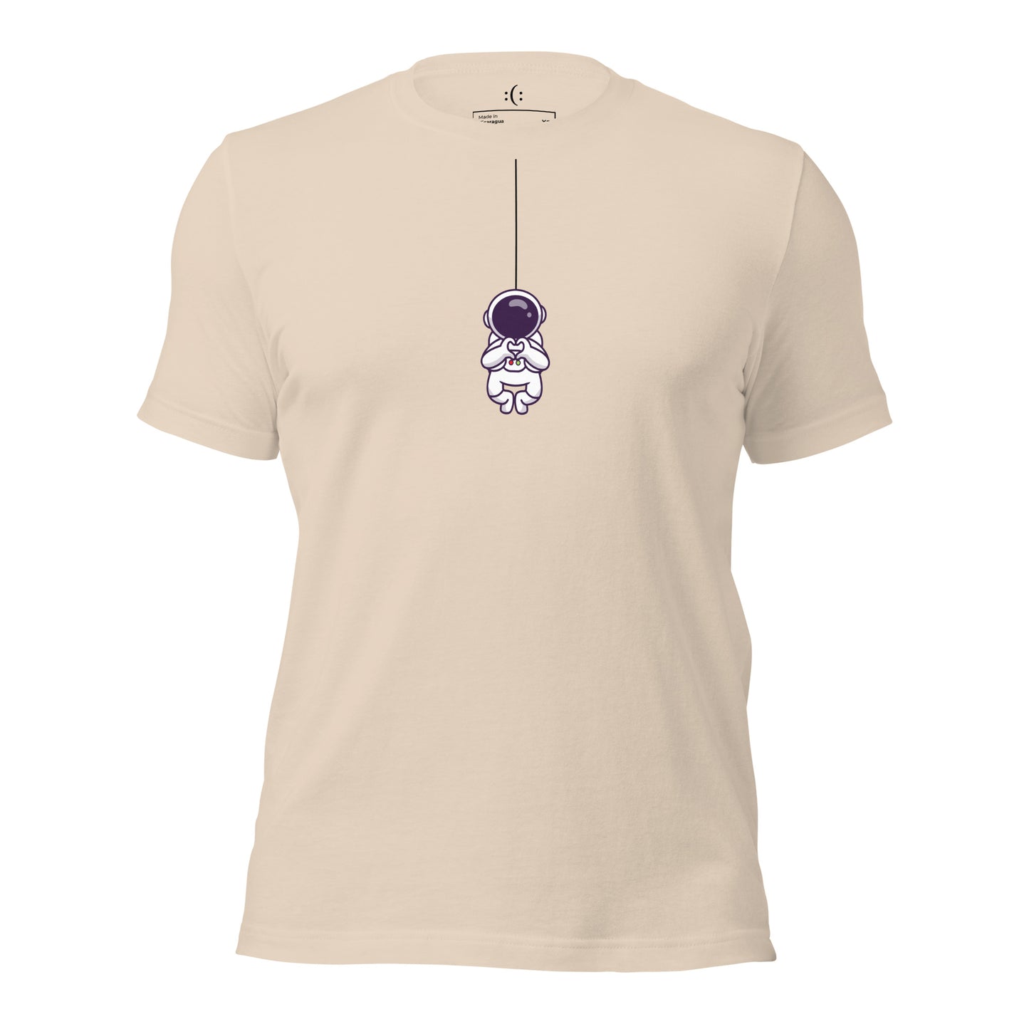 a soft cream premium t-shirt with sarcastic , astro heart cartoon and smile on it