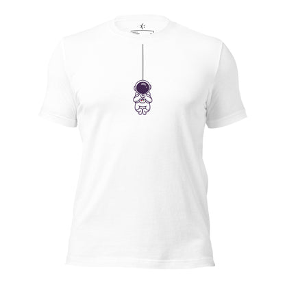 a white premium t-shirt with sarcastic , astro heart cartoon and smile on it