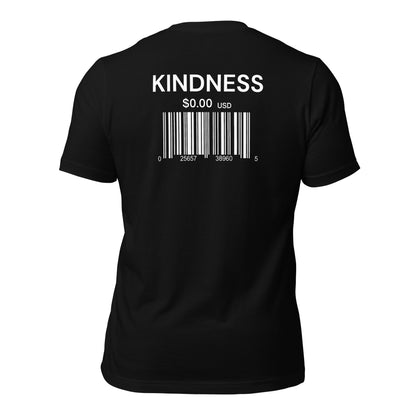 a black t-shirt with sarcastic , kindness scan text and smile on it